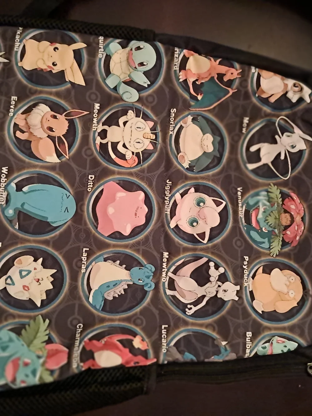 Kids Character Backpack - Three Piece Set Black with Multicolor Pokémon Icons